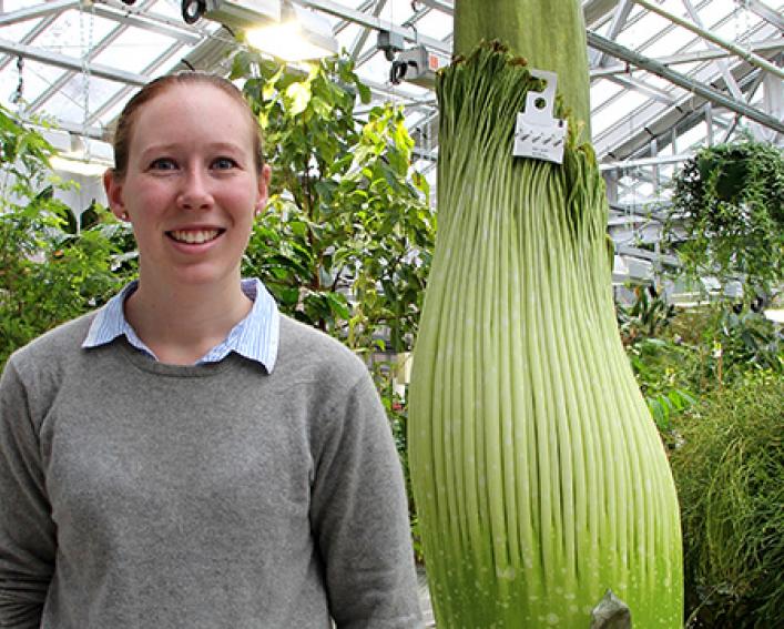 植物科学校友艾米丽·福莱特在自由海德贝利温室